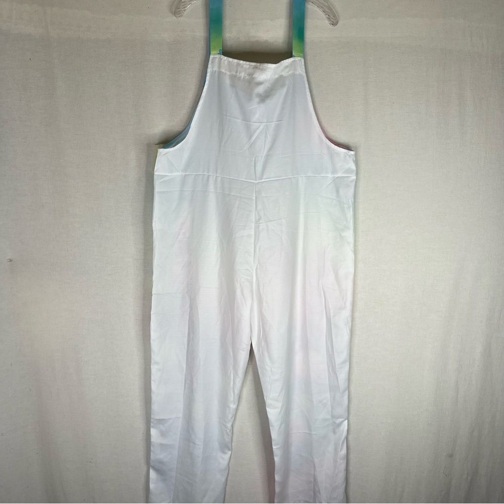 Fashion Jumpsuit Overalls Floral Pastel Lightweight Fun Artsy Faux Pearl Button - Picture 7 of 11